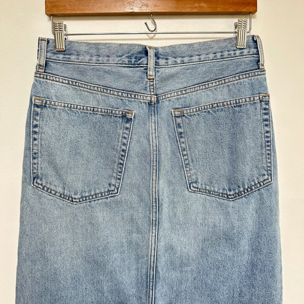 Etica Ingrid Side Slit Denim Maxi Skirt Womens 28 Light Blue Jean Organic Cotton - Picture 8 of 10